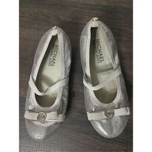 Michael Kors metallic silver ballet slipper flats girls size 12